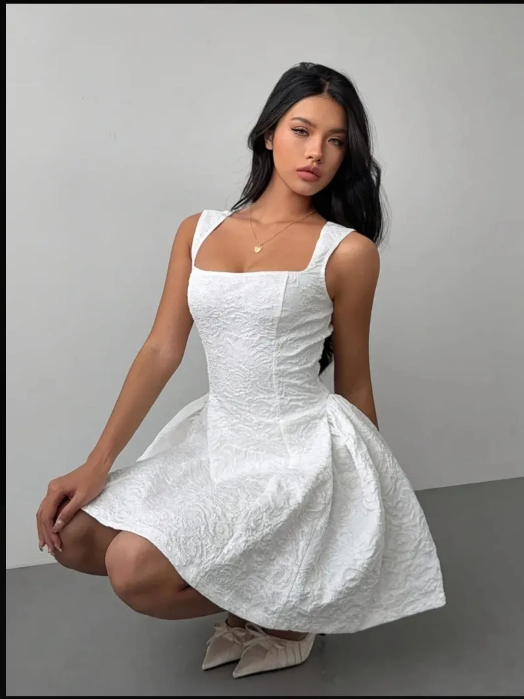 Dress Estructurado – White Texture en blanco