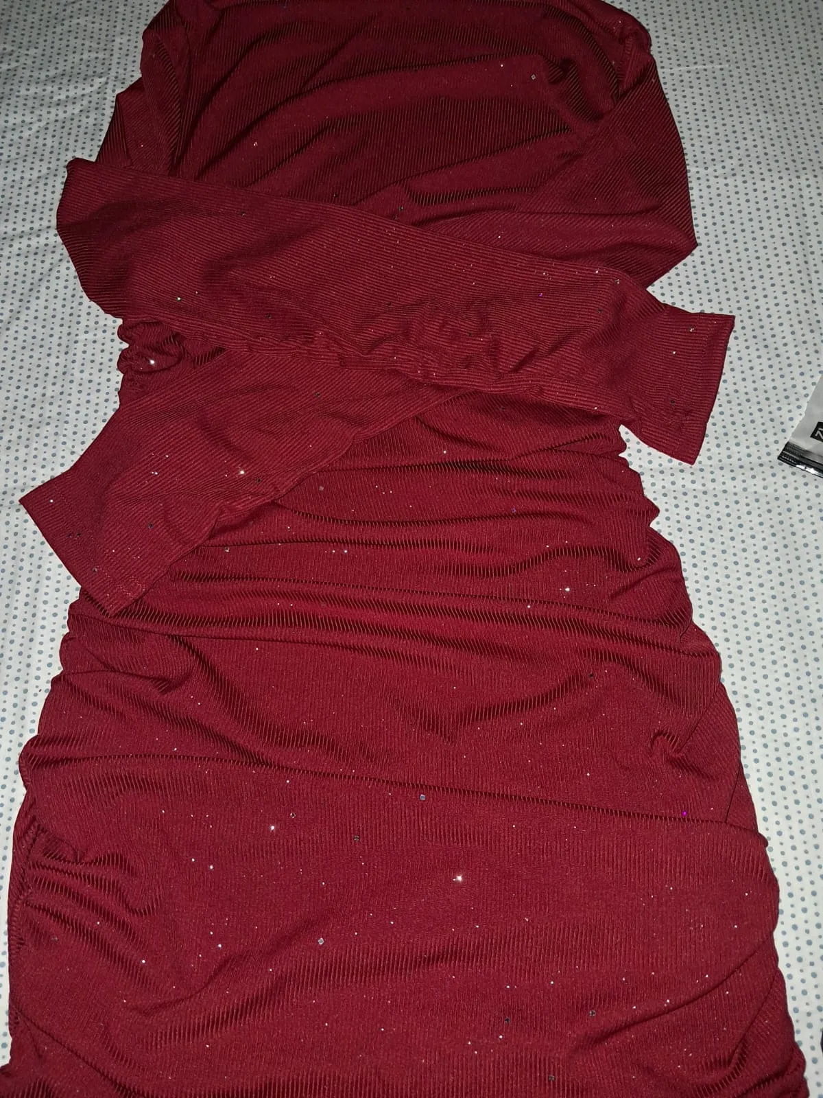 Vestido Noche Estrellada Color Burdeos ROJO S Cierre en burdeos — foto 3