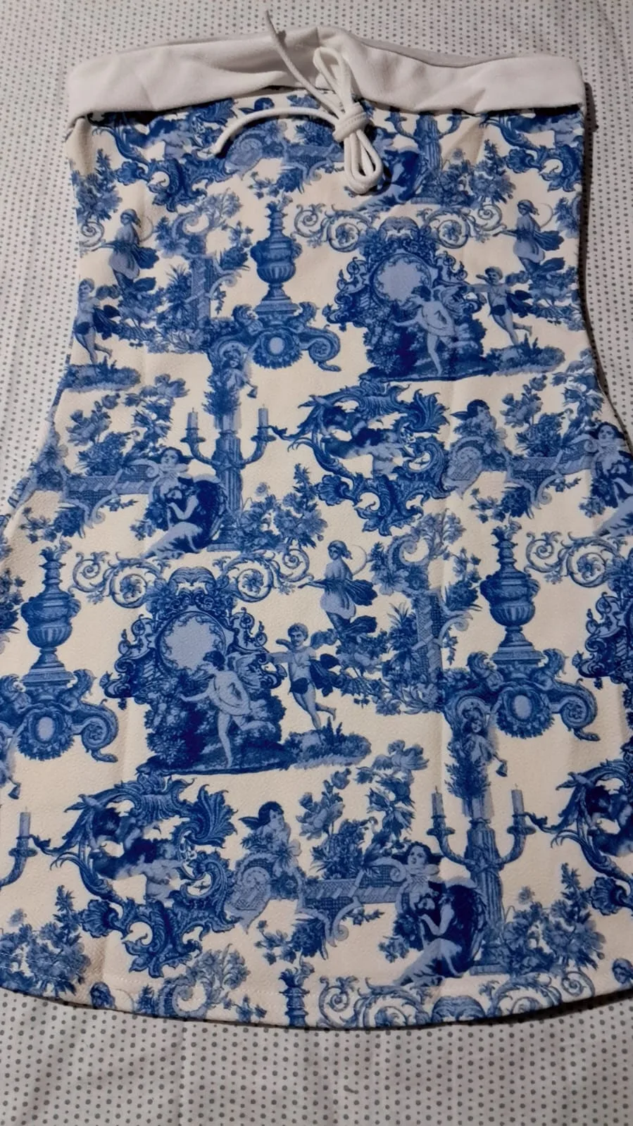 Vestido Strapless Toile de Jouy - Azul Mediterráneo en azul mediterraneo — foto 4